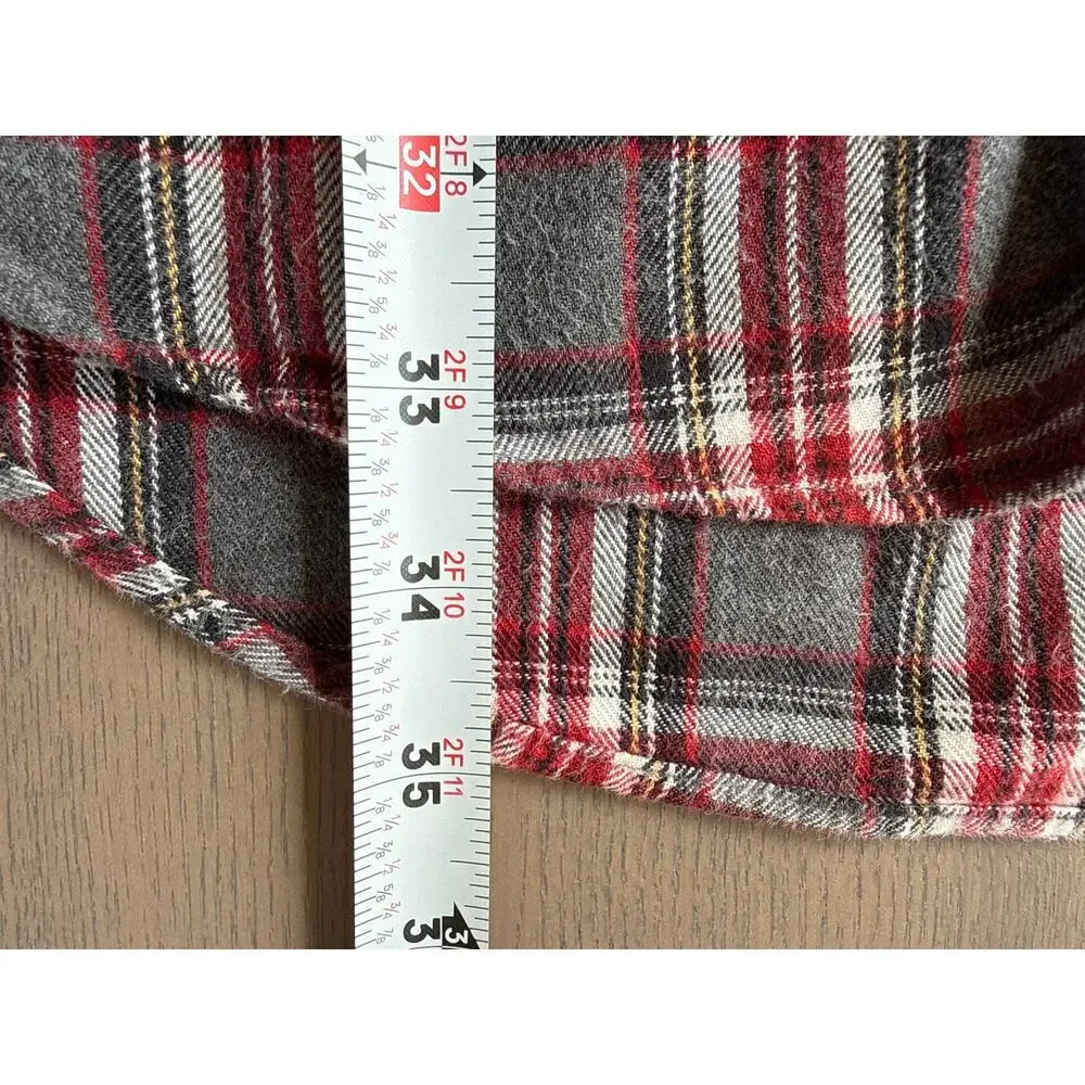 J. Crew Vintage Oarsman Red Gray Plaid Flannel Shirt Size Large Tall